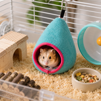 Blue Soft Cozy Hamster Bed Small Pet Sleeping Nest for Winter Guinea Pig, Hamster, Sugar Glider, Safe & Warm Hideaway - view 2
