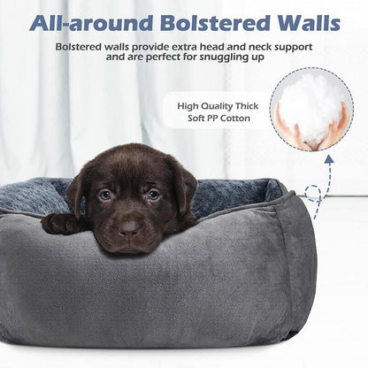 Grey Small & Medium Pet Bed - Washable Rectangle Dog Bed with Bolstered Walls and Anti-Slip Bottom, S (60×45×14cm) - view 4