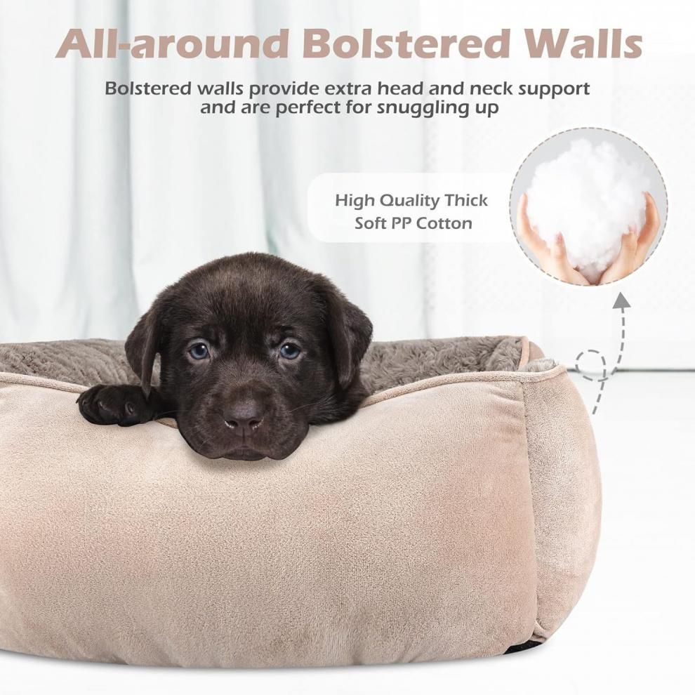 Camel Small & Medium Pet Bed - Washable Rectangle Dog Bed with Bolstered Walls and Anti-Slip Bottom, S (60×45×14cm) - view 6