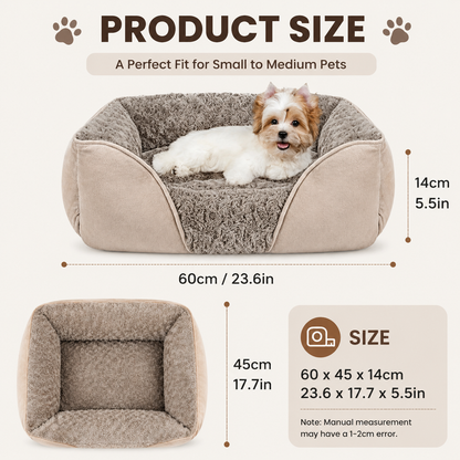 Camel Small & Medium Pet Bed - Washable Rectangle Dog Bed with Bolstered Walls and Anti-Slip Bottom, S (60×45×14cm) - view 7