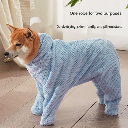 Pet Wearable Bathrobe Towel (Size M) - Quick-drying, absorbent full-body cover with hood and zipper, suitable for dog and cat grooming - view 5