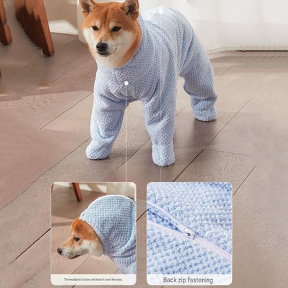 Pet Wearable Bathrobe Towel (Size M) - Quick-drying, absorbent full-body cover with hood and zipper, suitable for dog and cat grooming - view 7