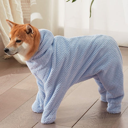 Pet Wearable Bathrobe Towel (Size XXXL) - Quick-drying, absorbent full-body cover with hood and zipper, suitable for dog and cat grooming