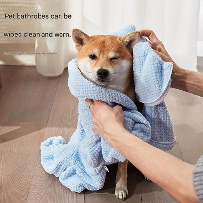 Pet Wearable Bathrobe Towel (Size XXXL) - Quick-drying, absorbent full-body cover with hood and zipper, suitable for dog and cat grooming - view 6