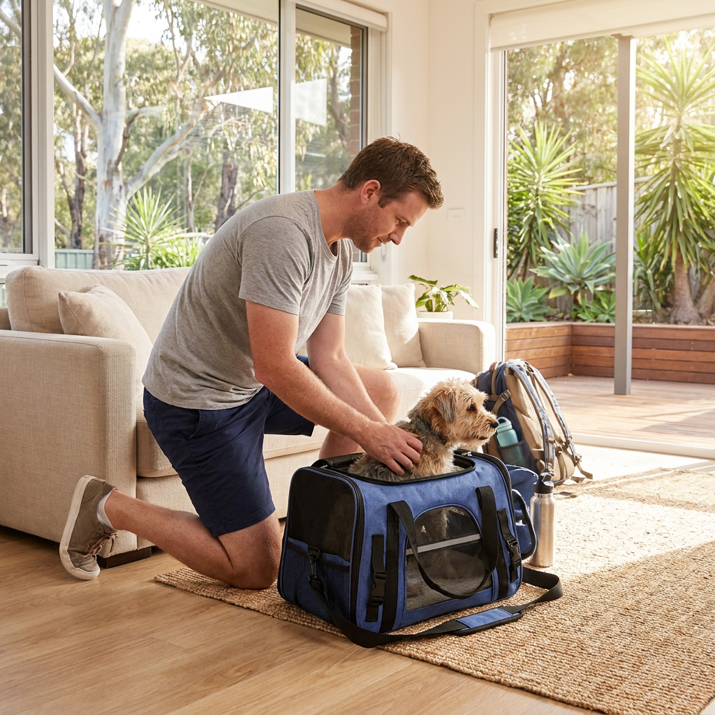 Blue Pet Carrier Bag - Breathable Meshfor Small Dogs and Cats Travel Carrier Airline Travel Ready Adjustable Shoulder Strap Durable Ventilated Design (44x25x28cm) - view 2