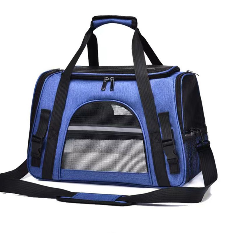 Blue Pet Carrier Bag - Breathable Meshfor Small Dogs and Cats Travel Carrier Airline Travel Ready Adjustable Shoulder Strap Durable Ventilated Design (44x25x28cm) - view 8