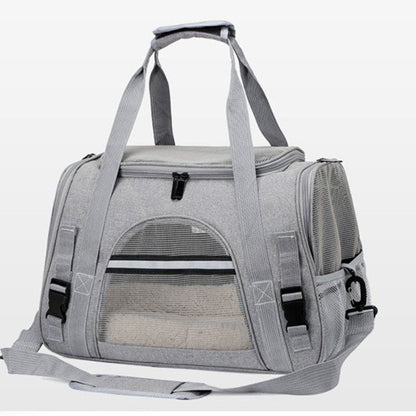 Grey Pet Carrier Bag - Breathable Meshfor Small Dogs and Cats Travel Carrier Airline Travel Ready Adjustable Shoulder Strap Durable Ventilated Design (44x25x28cm) - view 6