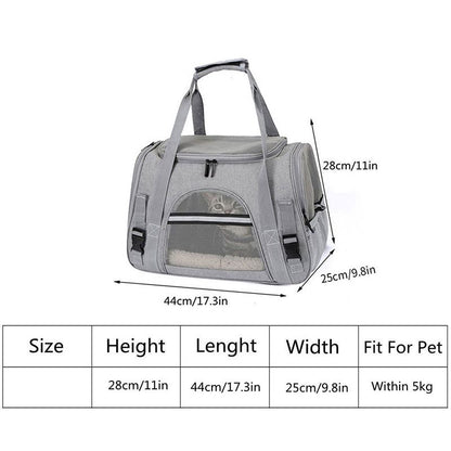 Grey Pet Carrier Bag - Breathable Meshfor Small Dogs and Cats Travel Carrier Airline Travel Ready Adjustable Shoulder Strap Durable Ventilated Design (44x25x28cm) - view 7