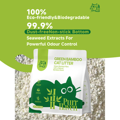 PurrHaven Bamboo Clumping Cat & Kitty Litter, 15kg (6 Pack),Dust Free,Natural Flusable,Easy to Clean,Odour Neutraliser,Rapid Liquid Absorption,Non-Toxic Formula - view 3