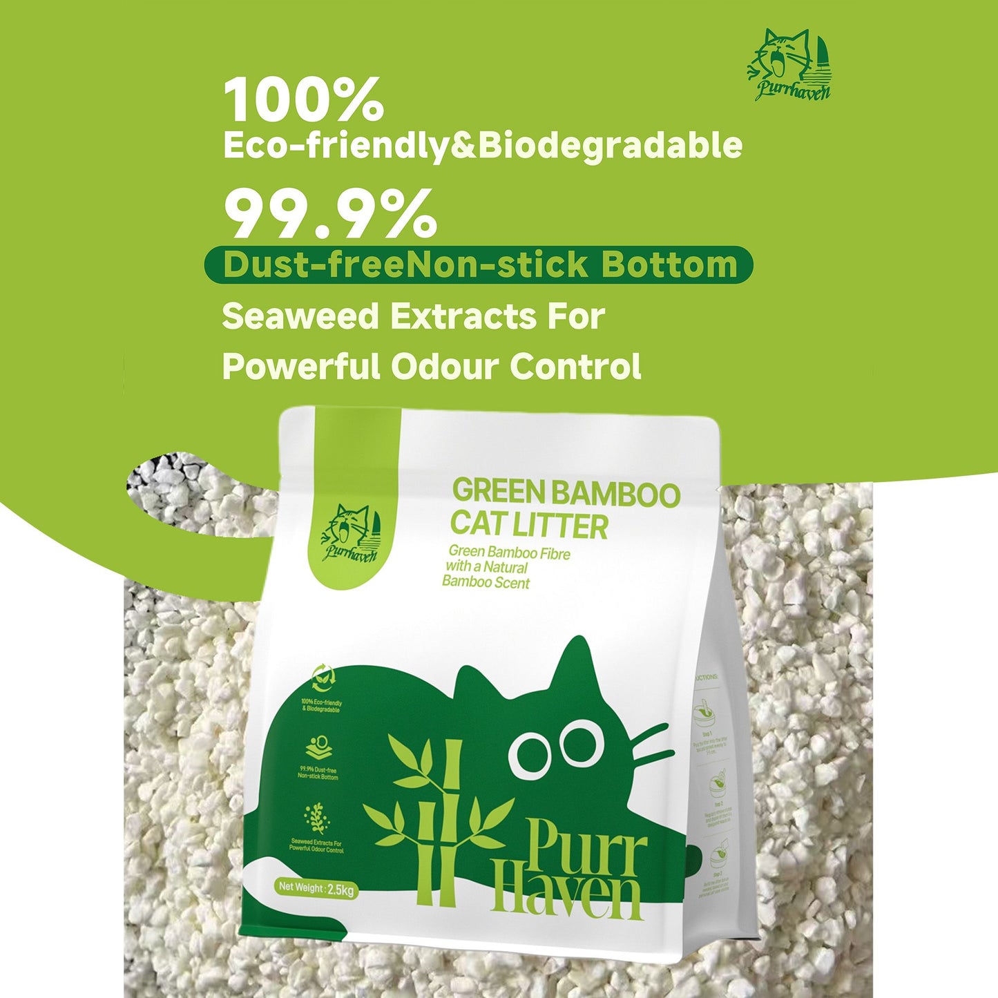 PurrHaven Tapioca Clumping Cat & Kitty Litter, 7.5kg (3 Pack),Dust Free,Easy to Clean,Odour Neutraliser,Rapid Liquid Absorption,Non-Toxic Formula - view 3
