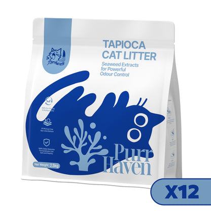 PurrHaven Tapioca Clumping Cat & Kitty Litter, 30kg (12 Pack),Dust Free,Plant-Based,Easy to Clean,Odour Neutraliser,Rapid Liquid Absorption,Non-Toxic Formula - view 7